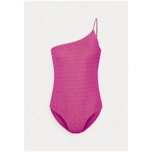 Good American 90s One Shoulder HawaiianPink Sparkle One Piece Bathing‎ Suit 4/XL